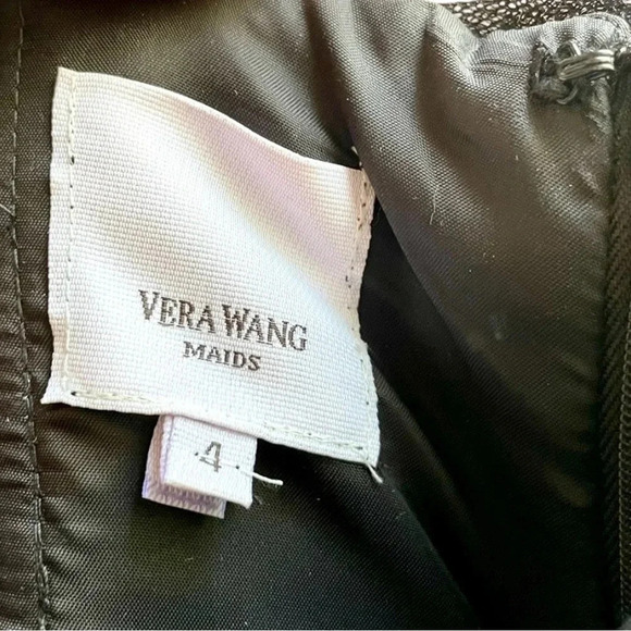 Vera Wang Maids Black Strapless Full Length Tulle Gown - Picture 3 of 5